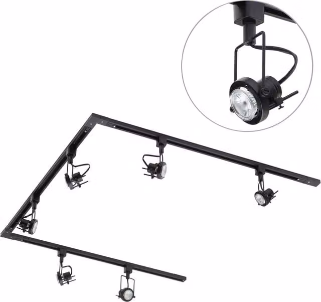 Litecraft 3m U-Shape Track Light Kit with Greenwich Adjustable LED Spotlight Heads in Black