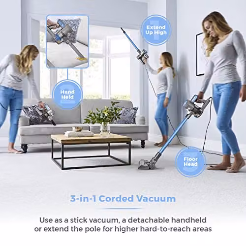 Tower VL20 3-in-1 Performance Corded Bagless Vacuum Cleaner with HEPA H13 Filter, 400W, Blue – 2