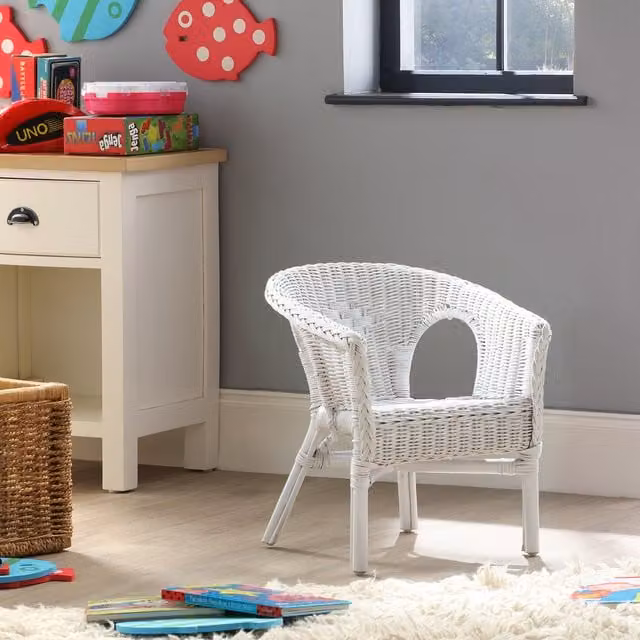 Desser White Rattan Childrens Armchair
