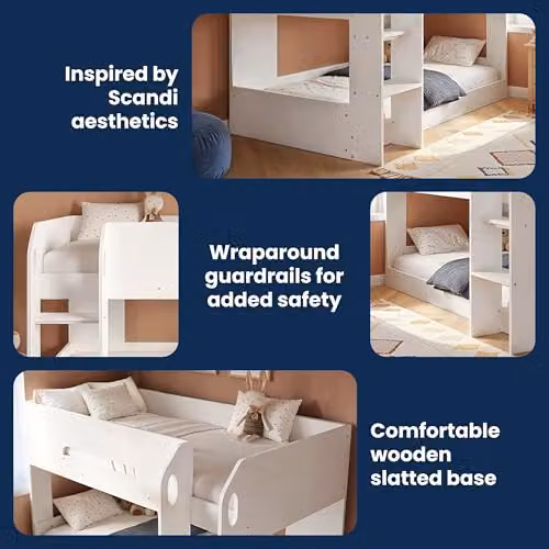 Flair Furnishings Double Low Bunk Bed for Children in White Engineered Wood – 6
