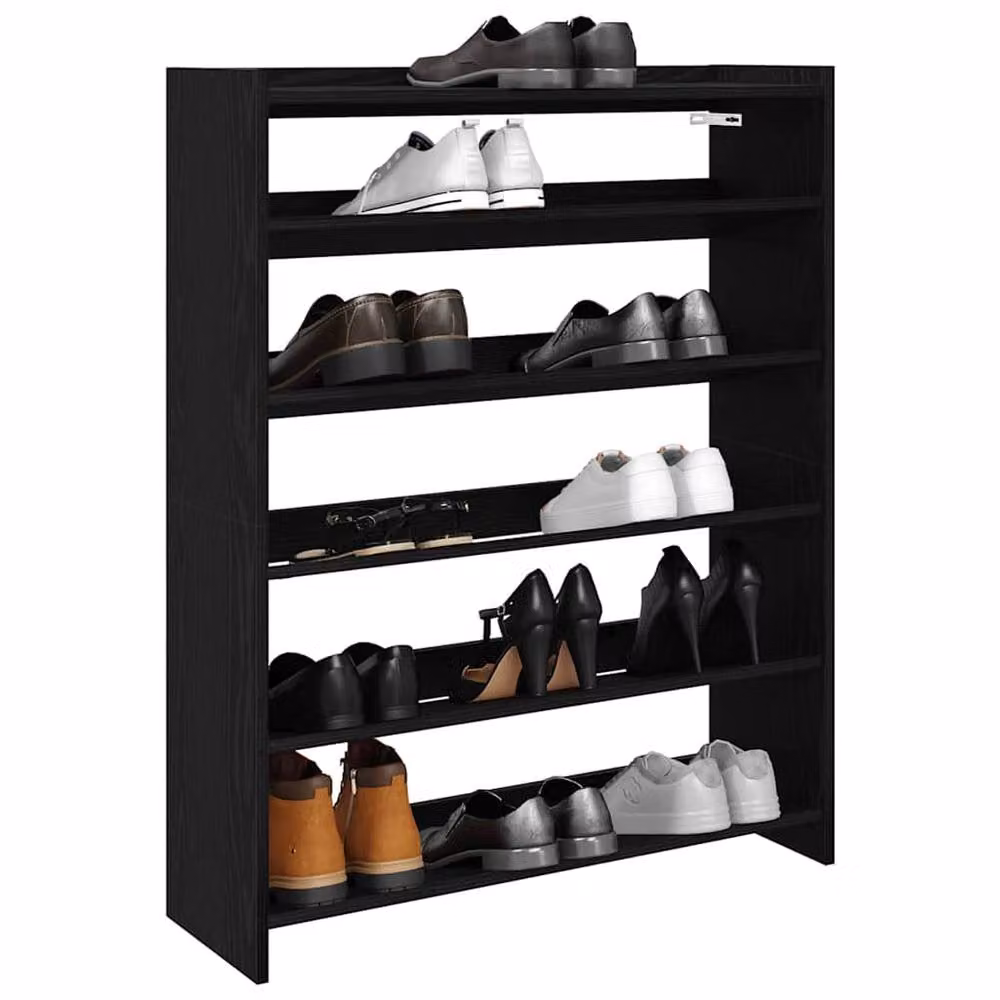 Berkfield Home Black Shoe Rack in Engineered Wood, W/D/H: 80 x 25 x 100 cm – 2