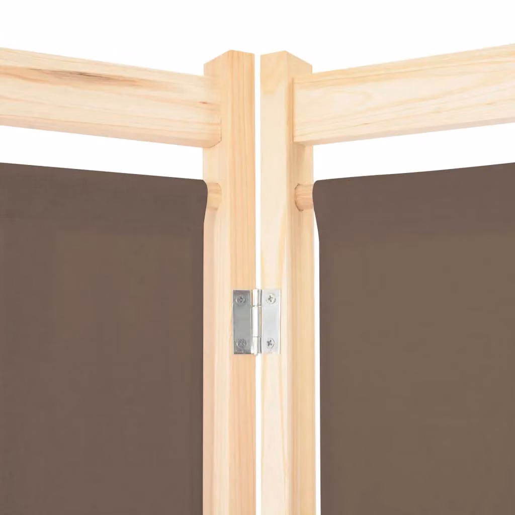 Berkfield Home 5-Panel Brown Fabric Room Divider, W: 200 cm, H: 170 cm, D: 4 cm – 2