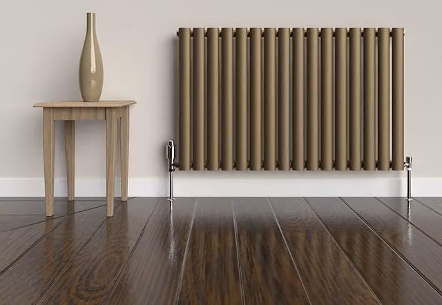 Lux Heat Oval Horizontal Double Radiator in Antique Brass, W: 96.0 cm, H: 60.0 cm