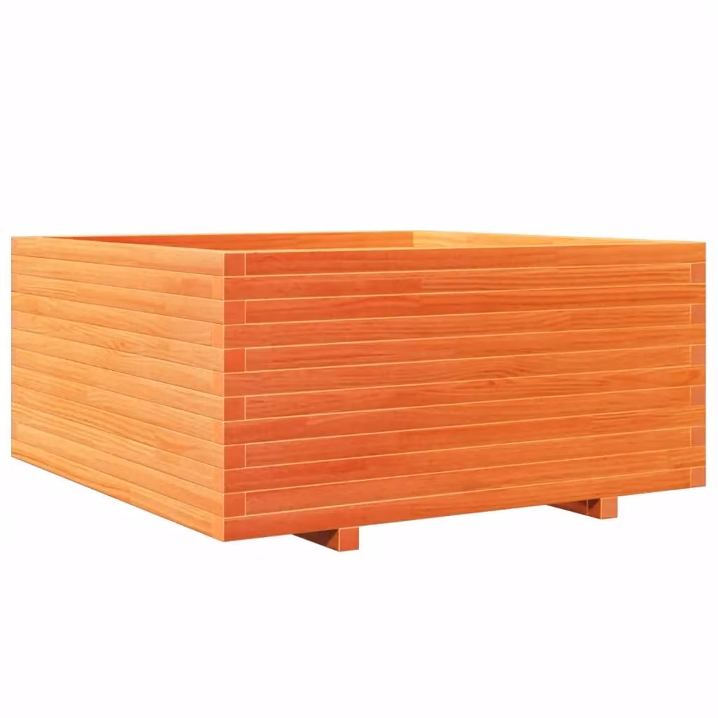 Berkfield Home Brown Solid Wood Pine Garden Planter Tub W: 100 cm, D: 100 cm, H: 49.5 cm – 2