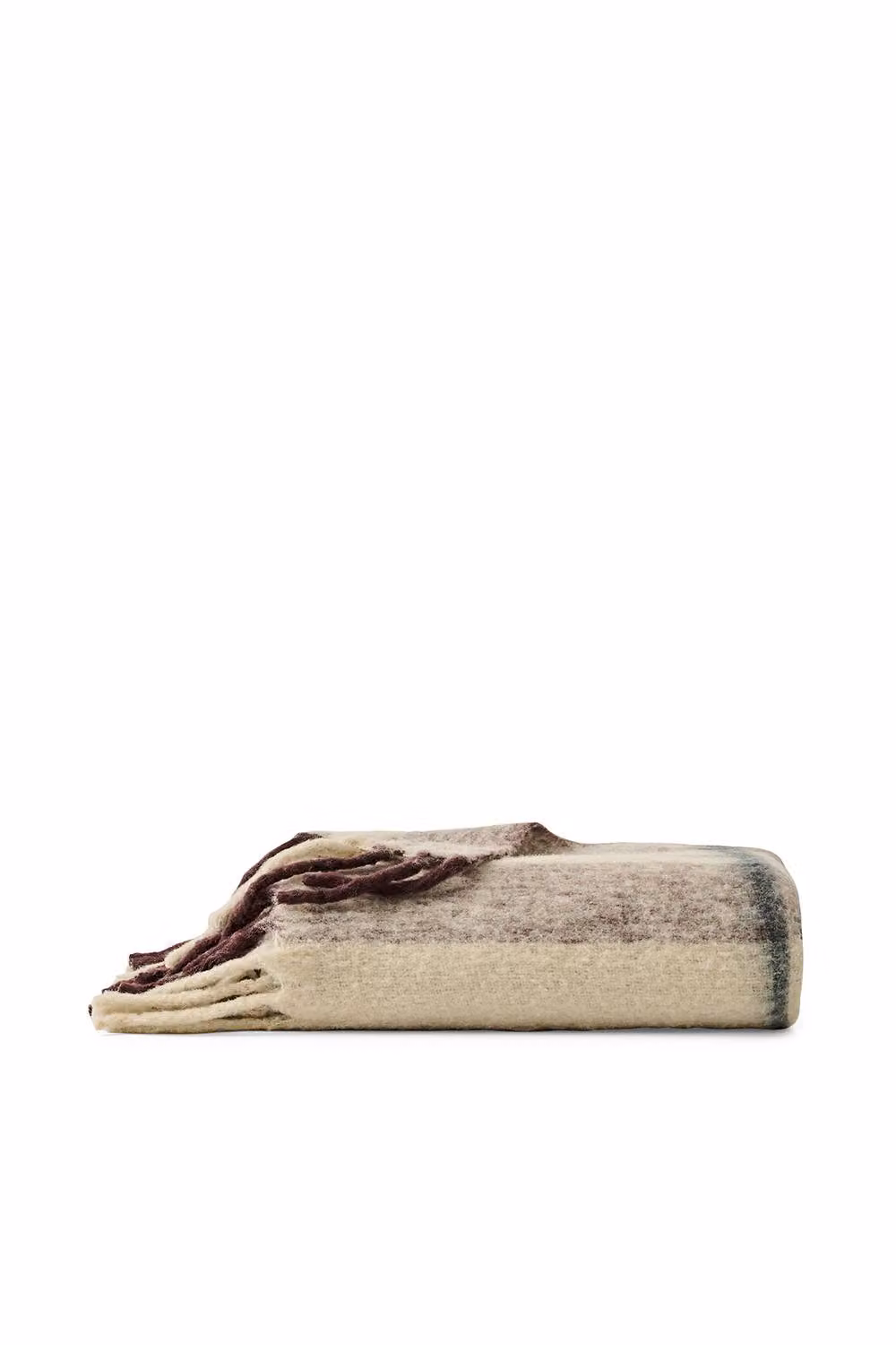 CHRISTY Moreton Brushed Wool Blend Soft Checker Throw in Beige with Fringes, W: 140 cm, D: 180 cm – 2