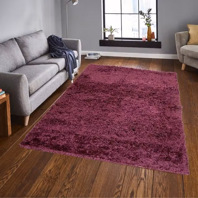Roseley Modern Shaggy Rug in Purple, 150 cm