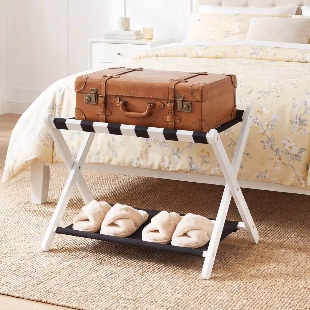 Havendro Solid Rubber Wood Folding Portable Luggage Stand in Brown, Multicolour or White – 3