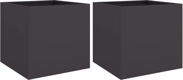 Berkfield Home Steel Planter Tub, 2 Pieces, Black, W: 42 cm, D: 40 cm, H: 39 cm