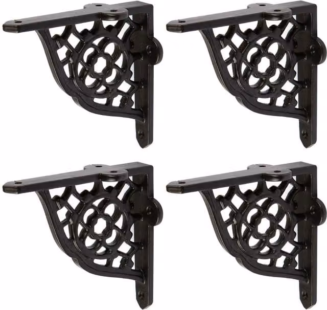 Hammer and Tongs Honeycomb Iron Shelf Bracket, Pack of 4, Matt Black, Diameter: 100 mm