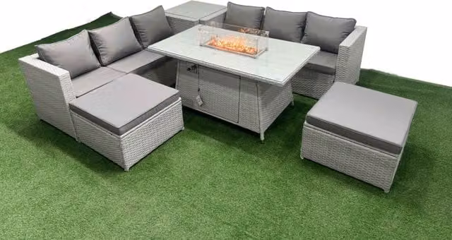 Fimous 8 Seat PE Rattan Lounge Sofa Set for Your Garden in Light Grey
