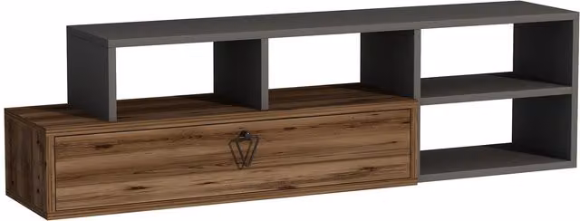 Destina Home Mercury Adjustable TV Stand with Shelves in Anthracite Grey, W/D/H: 135.0 x 27.5 x 38.0 cm