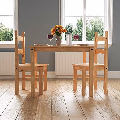 Vida Designs Corona 2 Seater Dining Set in Brown Waxed Pine, W/D/H: 75 x 75 x 75 cm – 3