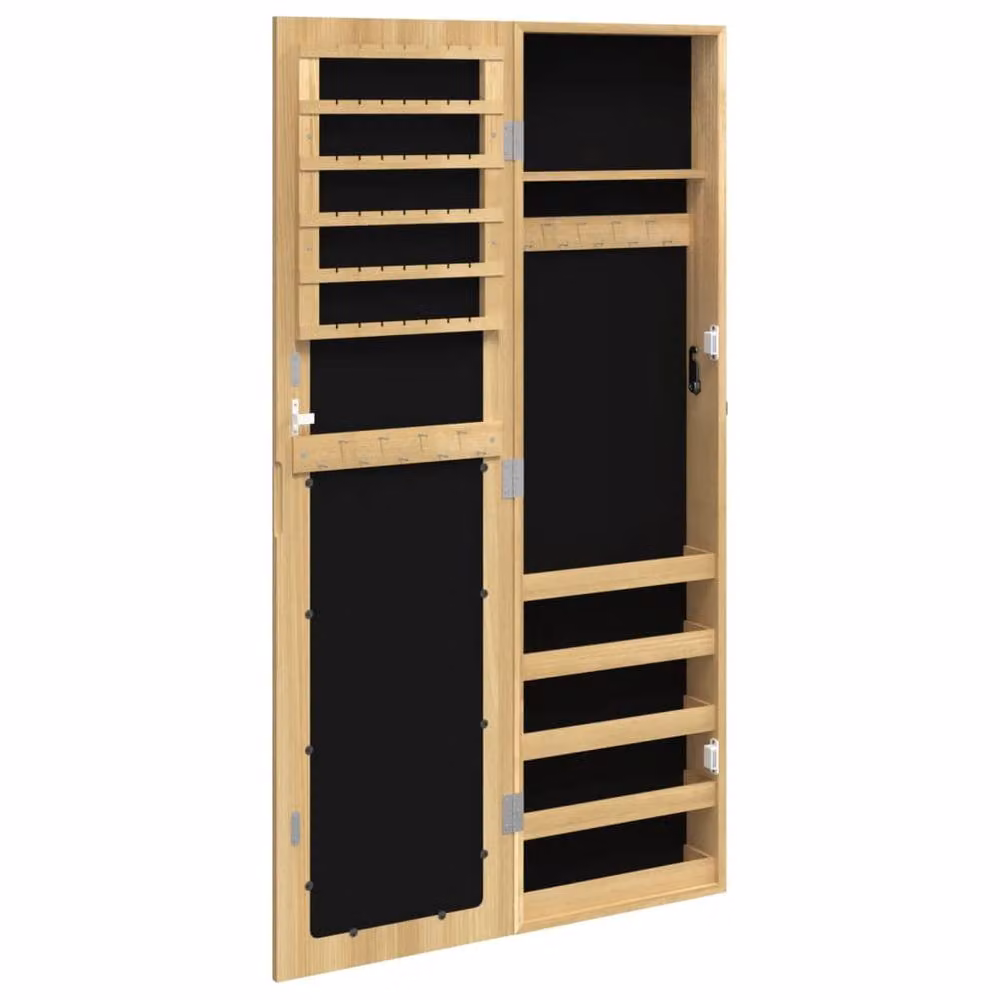 Berkfield Home Wall Mounted Mirror Jewellery Cabinet in Brown, W/D/H: 30 x 8.5 x 106 cm – 4