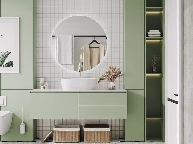 Vente-unique ROMULA Oval Frameless Anti-Mist LED Bathroom Mirror in Clear, Diameter: 90 cm – 1