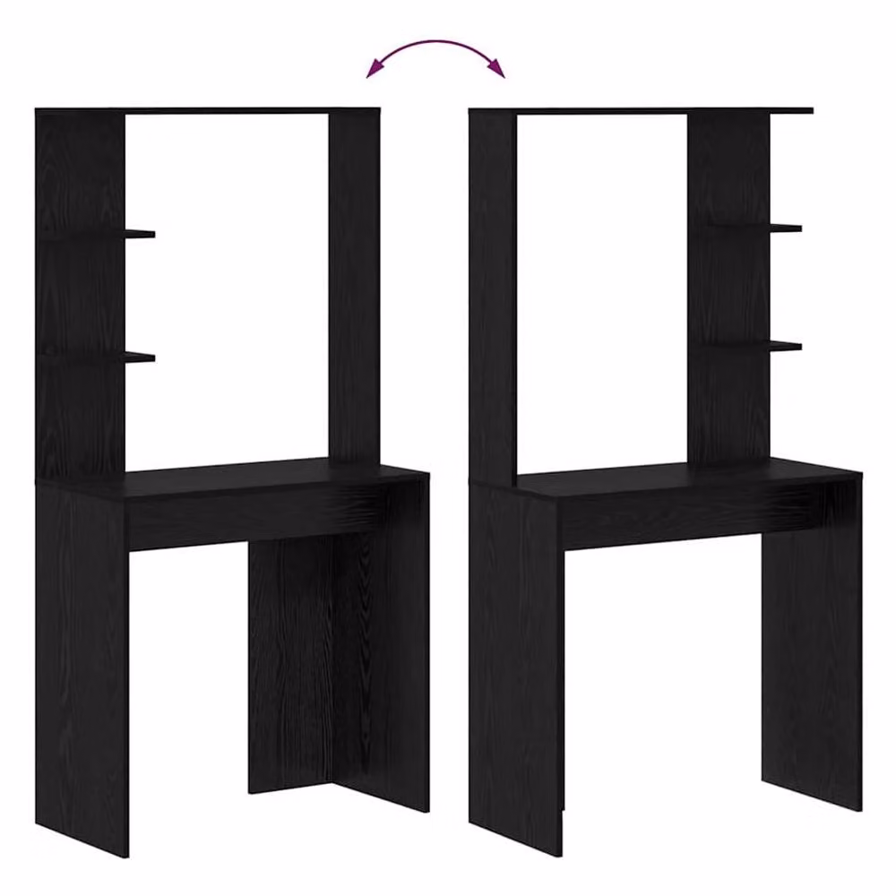 Berkfield Home Black Oak Computer Desk in Black Oak Solid Wood and MDF – 7