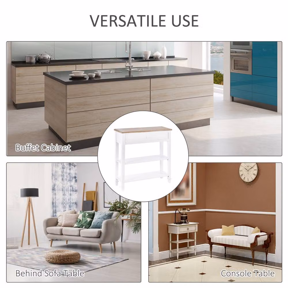 STILVORA Modern White Lacquered Console Table with Drawer and 2 Shelves – 3
