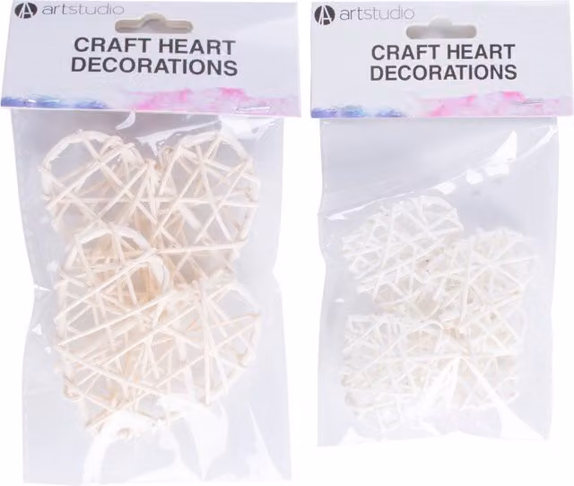 Art Studio White Wooden Craft Heart Decorations Pack