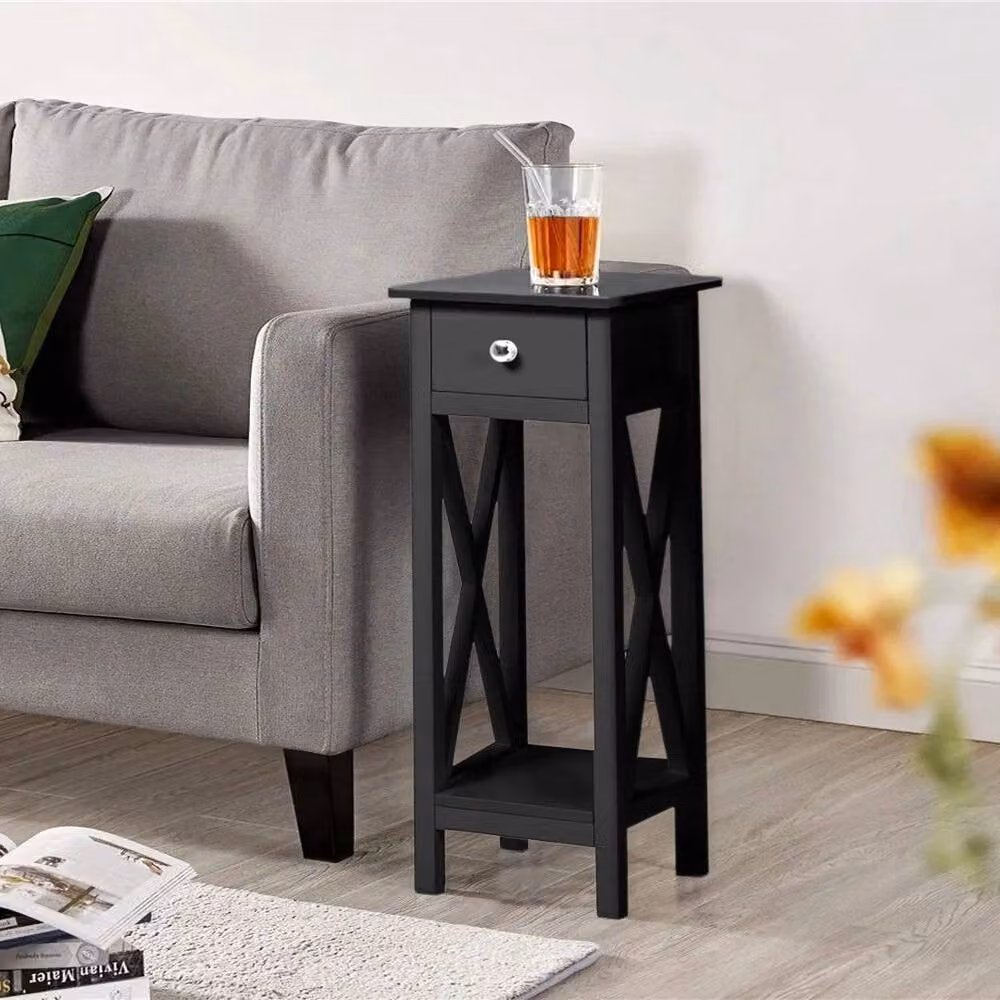 FORGEVIO Modern Slim Rectangular Hallway Console Table in Black Lacquered MDF – 3