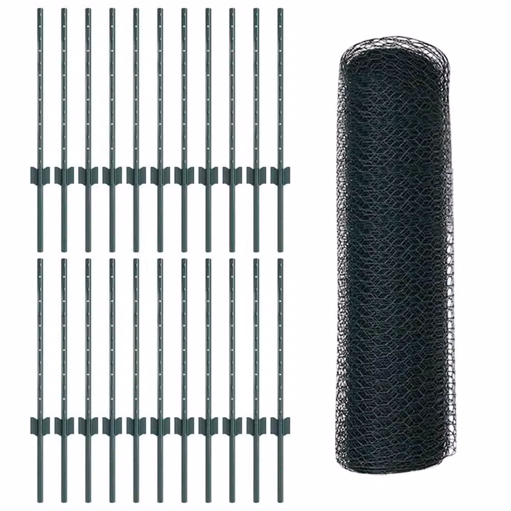 Berkfield Home Green Steel U-Channel Fence Posts, 11 Piece Set, Height: 60 cm – 3