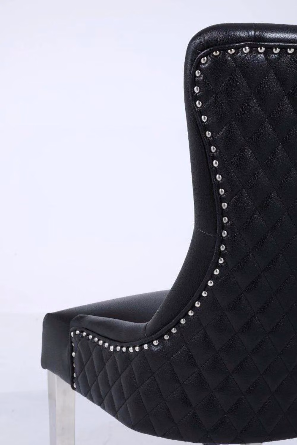 Modernique Aire High Back Dining Chairs, Set of 2, Black Leather with Chrome Legs – 3