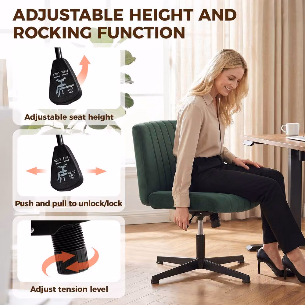 STILVORA Green Velvet Swivel Task Chair for Home Office and Bedroom – 6