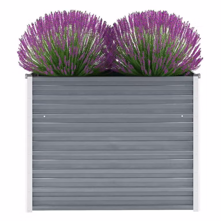 Berkfield Home Garden Galvanised Steel Raised Bed, Grey, W: 100 cm, D: 40 cm, H: 77 cm