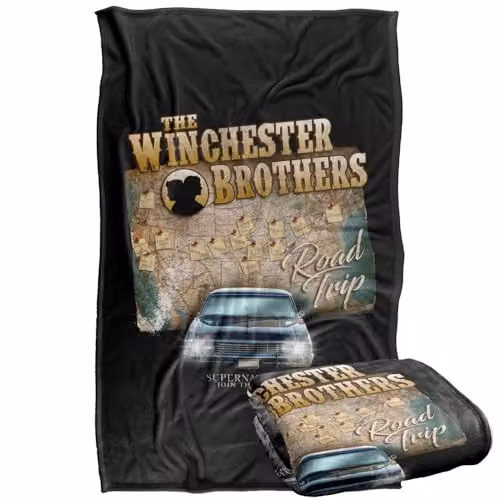 LOGOVISION Supernatural Winchester Brothers Road Trip Super Soft Fleece Throw Blanket, Multicolour, W: 91 cm, D: 147 cm