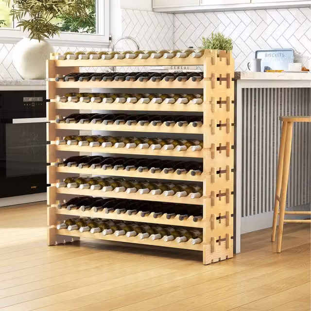 COSTWAY Natural Wood 108 Bottle Wine Rack