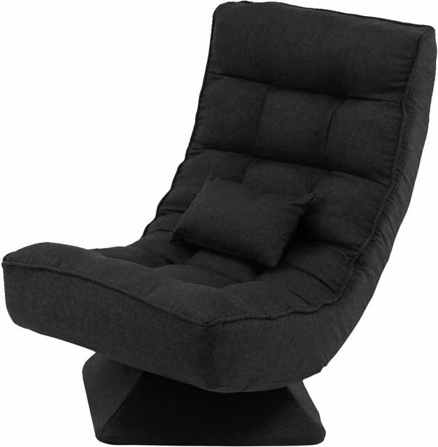 Havendro 4 Position Adjustable Swivel Padded Folding Gaming Floor Chair in Black