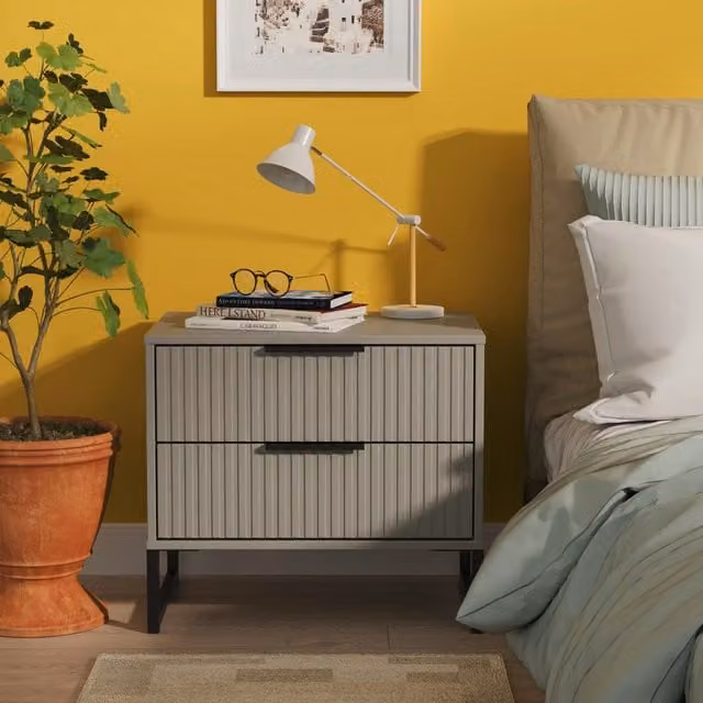 Menai 2 Drawer Side Table in Dark Grey