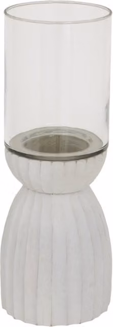 KDMK White Ceramic and Glass Tabletop Tealight Lantern