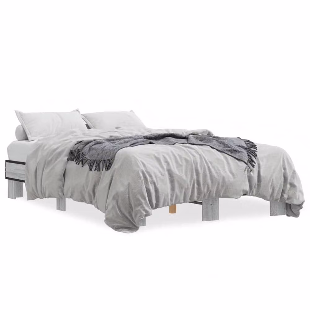Berkfield Home Durable Bed Frame in Grey, W: 140 cm, L: 200 cm – 3