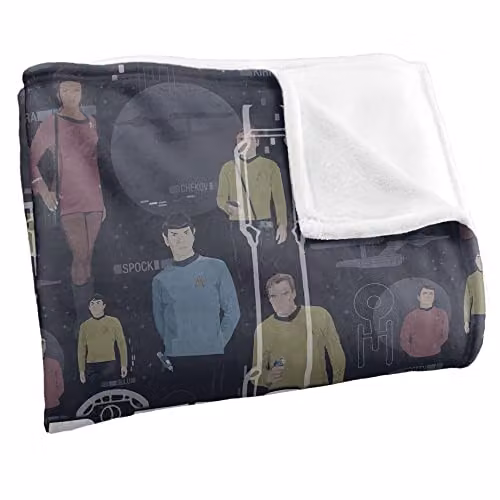 Trevco Star Trek Enterprise Crew Super Soft Fleece Throw Blanket, White, W/D/H: 152 x 127 cm – 2