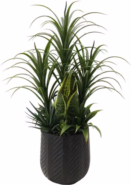 XL Commercial Potted Artificial Yukka Plant Display in Green and Pink, Height: 107 cm