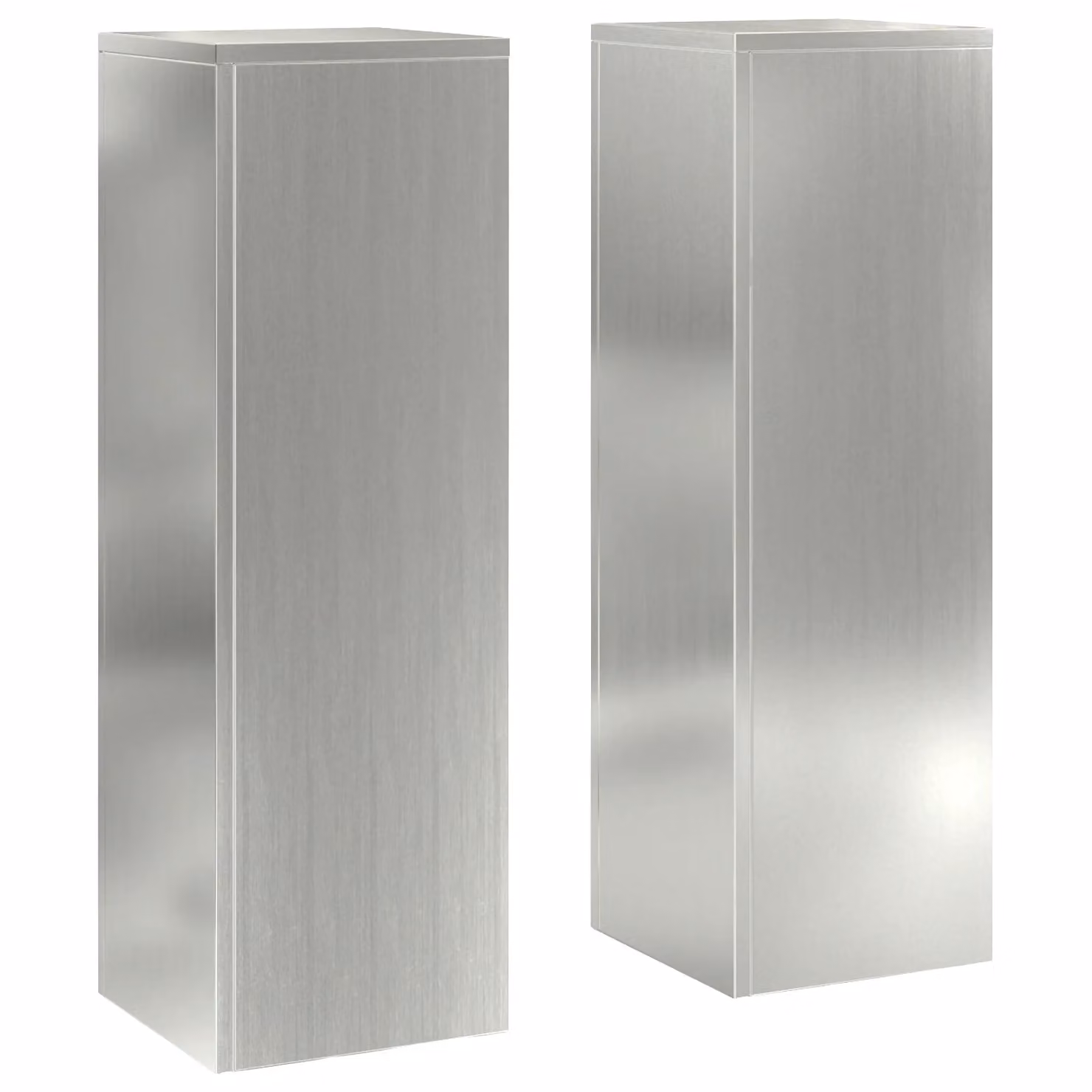 Berkfield Home Outdoor Pillar Plant Stands, 2 Piece Set in Silver Galvanised Steel, W/D/H: 24 x 24 x 75 cm – 2