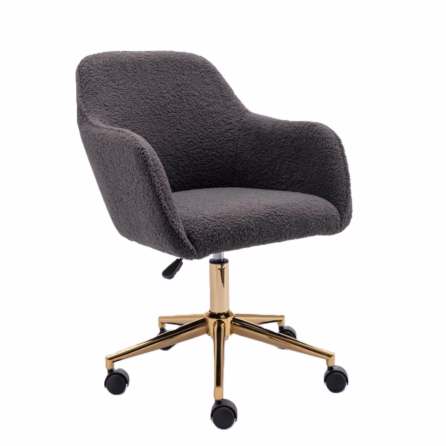 Aosom UK Dark Grey Velvet Swivel Executive Office Chair with Gold Legs and Armrests, W/D/H: 58 x 58 x 86 cm – 2