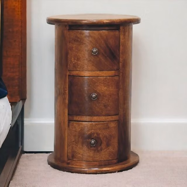 Artisan Furniture Mango Wood Mini Chestnut Drum Chest in Brown