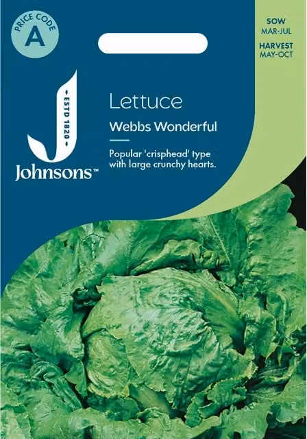 Johnsons Seeds Webbs Wonderful Lettuce Vegetable Seeds, Green