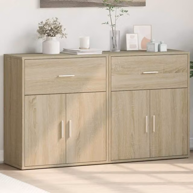 Berkfield Home Set of 2 Sonoma Oak Sideboards in Brown, W/D/H: 60 x 31 x 70 cm – 1