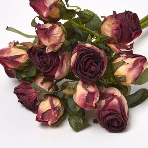 HOMESCAPES Artificial Red Rose Bouquet, 37 cm – 5