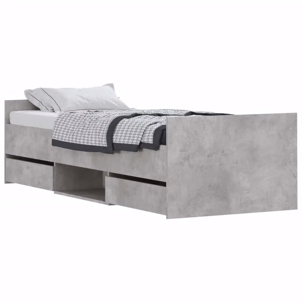 Berkfield Home Small Single Bed Frame with Headboard and Footboard in Concrete Grey, W/D/H: 75 x 190 cm – 2