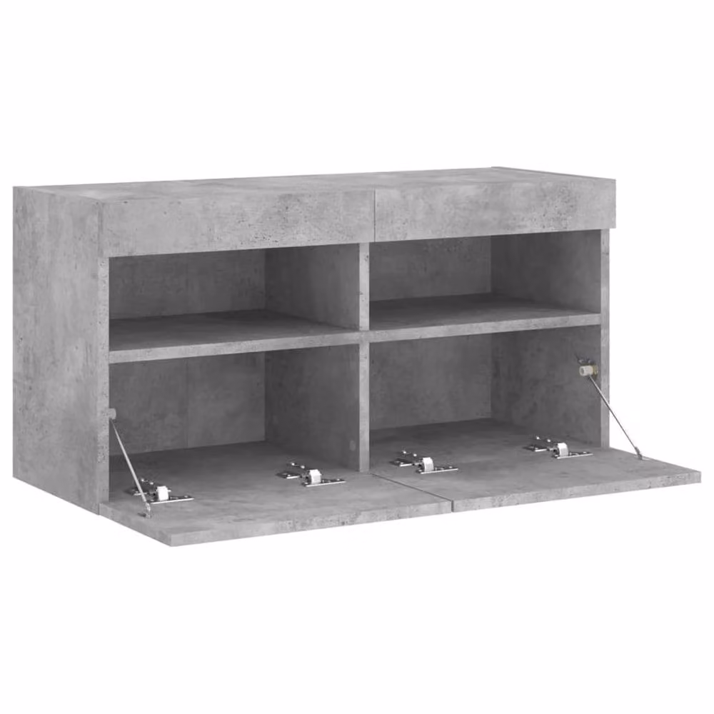 Berkfield Home TV Wall Cabinet with LED Lights in Concrete Grey, W/D/H: 80 x 30 x 40 cm – 6