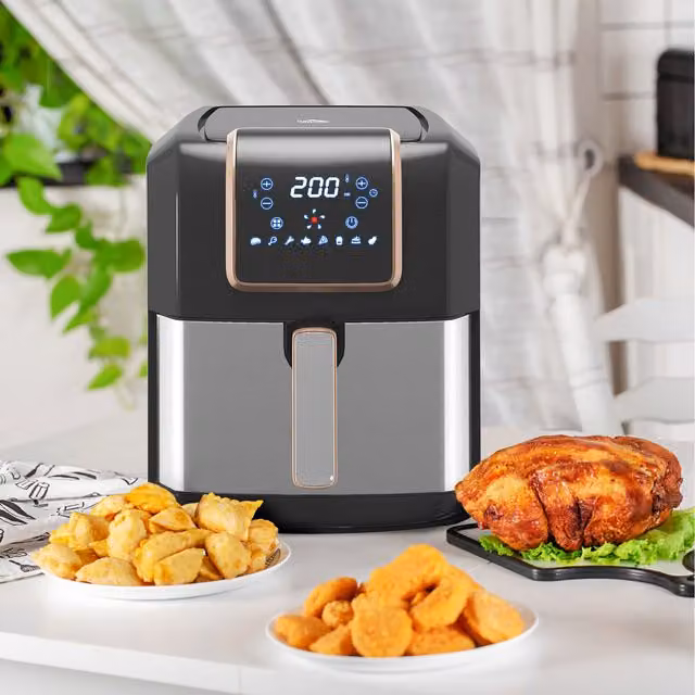 HOMCOM Digital Air Fryer with Timer and Digital Display, 6.5L, Gold
