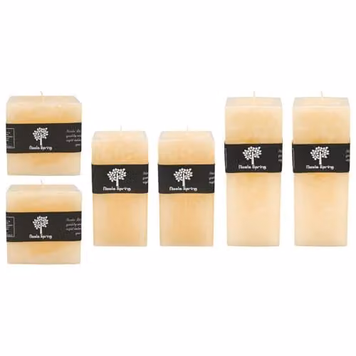 Nicola Spring Vanilla Scented Square Pillar Candles, Beige, Pack of 6