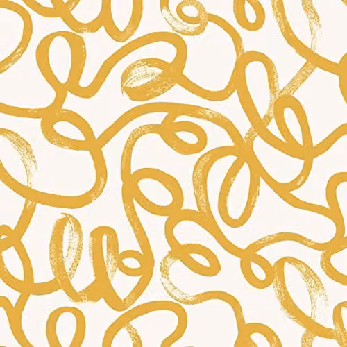 Holden Decor Squiggle Doodle Geometric Wallpaper in Ochre Yellow and White – 1