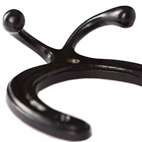 Hammer & Tongs Horse Shoe Double Coat Hook, Black, Pack of 5, W: 10.0 cm, H: 11.0 cm – 3