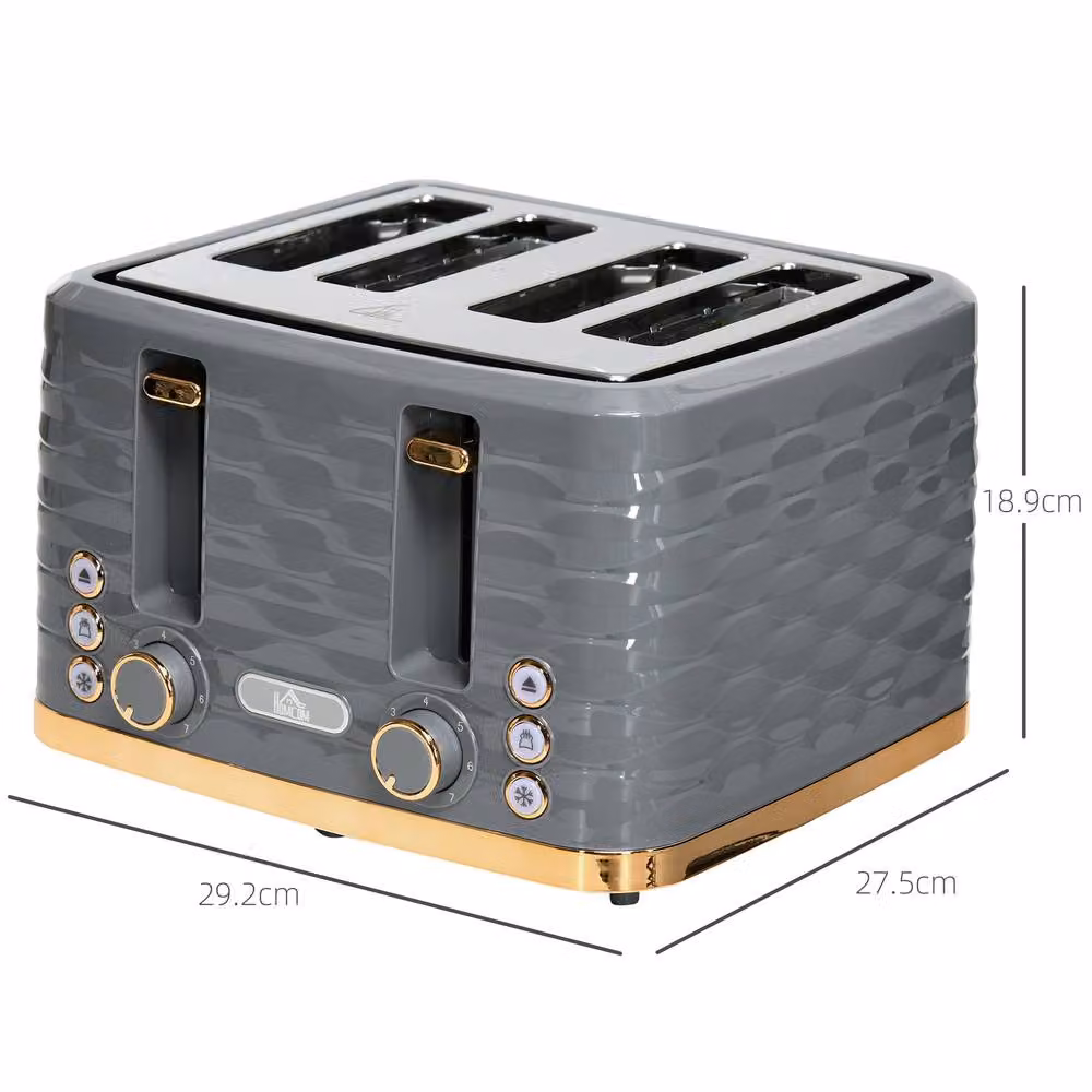 HOMCOM 4-Slot Toaster with 1600W Power and Auto Shut-off, Grey – 3