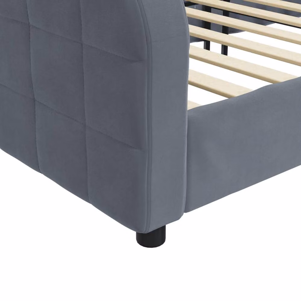 Berkfield Home Modern Day Bed in Dark Grey Velvet, W/D/H: 190 x 90 cm – 4