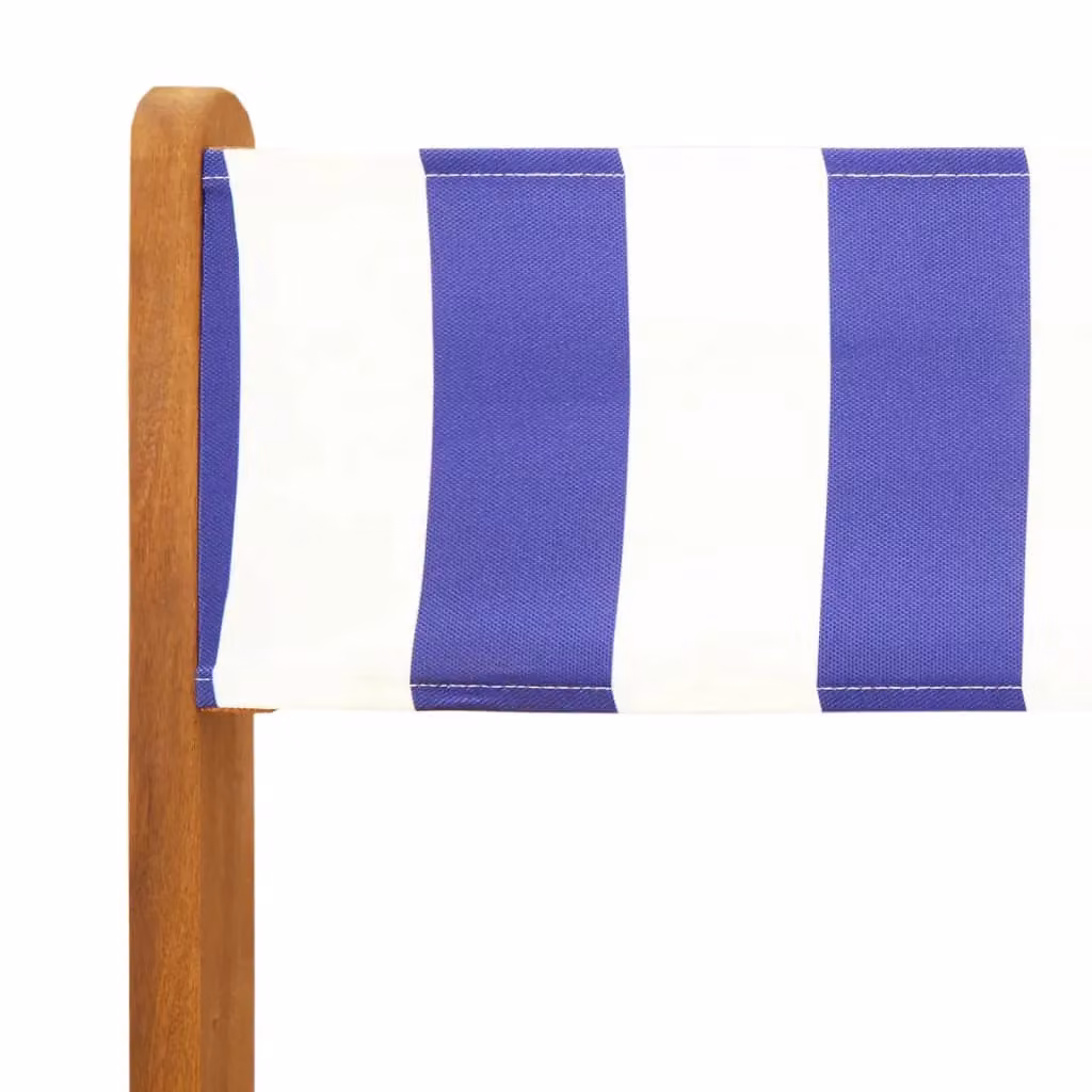 Berkfield Home Set of 4 Folding Garden Chairs in Blue and White Striped Fabric with Acacia Wood – 2