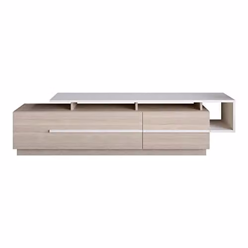 Decorotika Pia Modern TV Unit and Media Console in Cordoba and White, W: 160 cm, H: 48 cm, D: 38 cm – 1